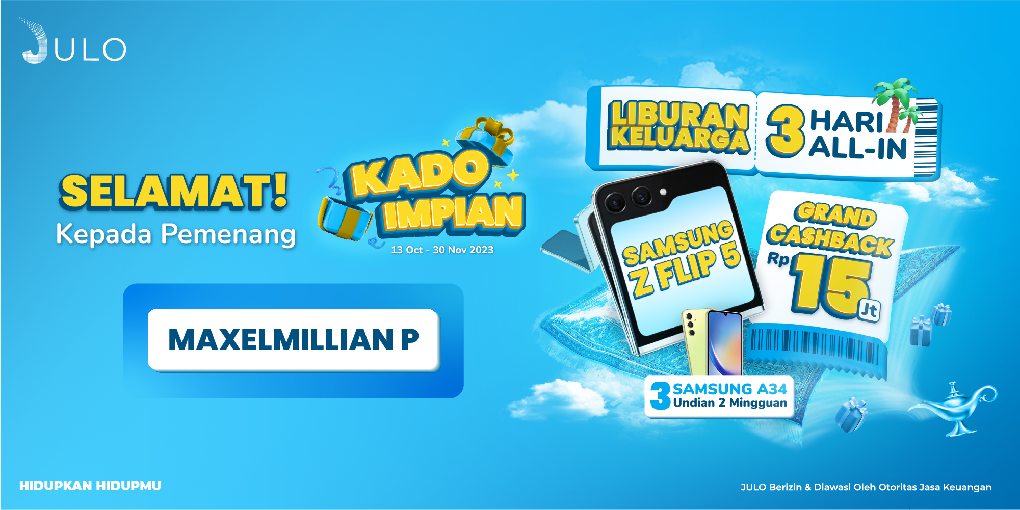Pemenang Grand Prize KADO IMPIAN JULO
