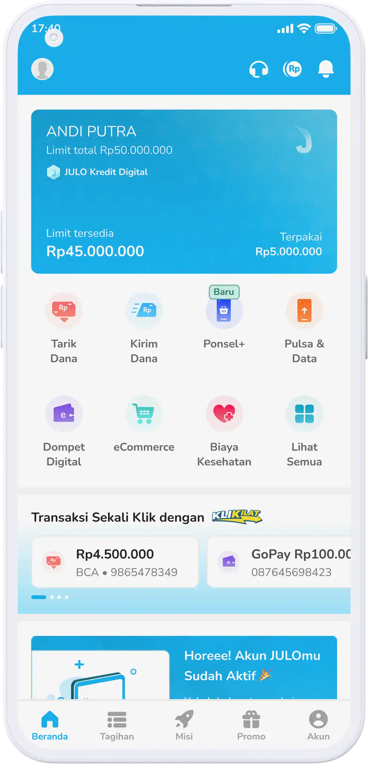 3. Pilih Produk dan Layanan JULO